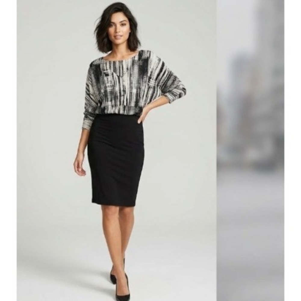 PLASTIC ISLAND Anthropologie black & white dress XS
